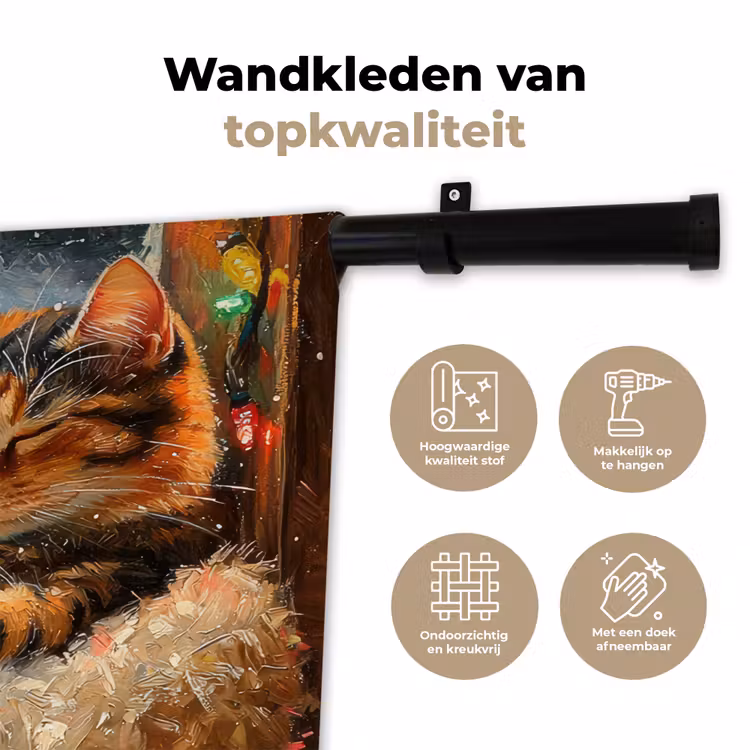 Wandkleed - Kat - Kerst - Winter - Dier — 3