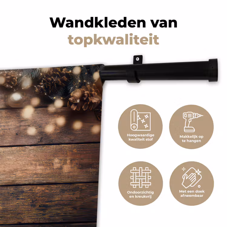 Wandkleed - Kerstdecoratie - Houten - Dennenappel - Bruin — 3