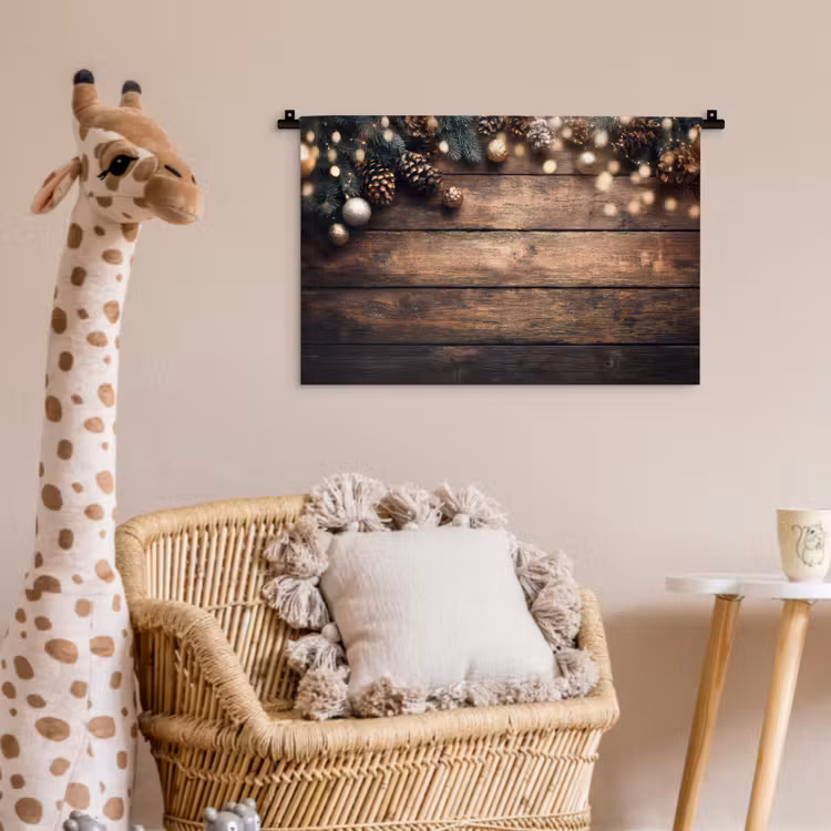 Wandkleed - Kerstdecoratie - Houten - Dennenappel - Bruin — 5