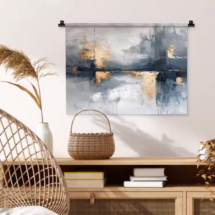 Wandkleed - Kunst - Grijs - Goud - Abstract — 4
