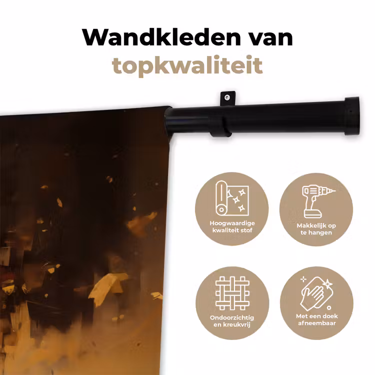 Wandkleed - Leeuw - Geschilderd - Abstract - Goud — 3