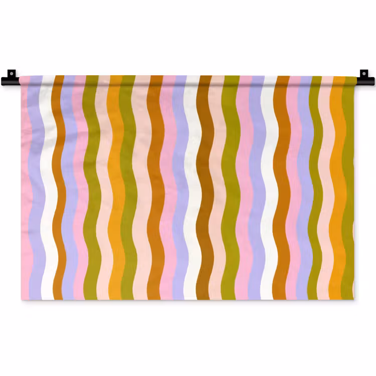 Wandkleed - lijnen - Golven - Pastelkleuren - Patroon — 1