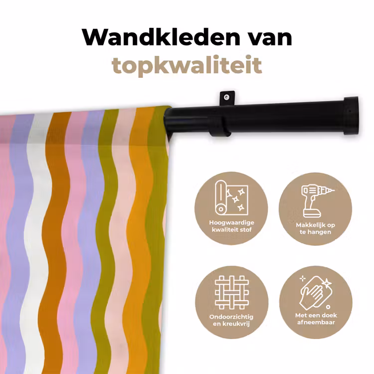 Wandkleed - lijnen - Golven - Pastelkleuren - Patroon — 3