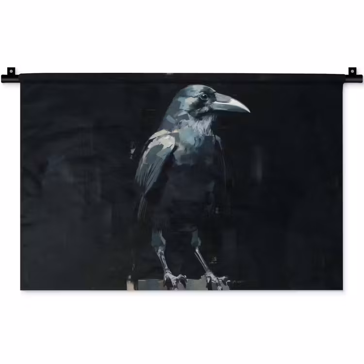 Wandkleed - Raaf - Vogels - Zwart — 1