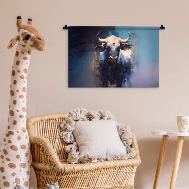 Wandkleed - Stier - Zwart - Abstract - Horens — 5