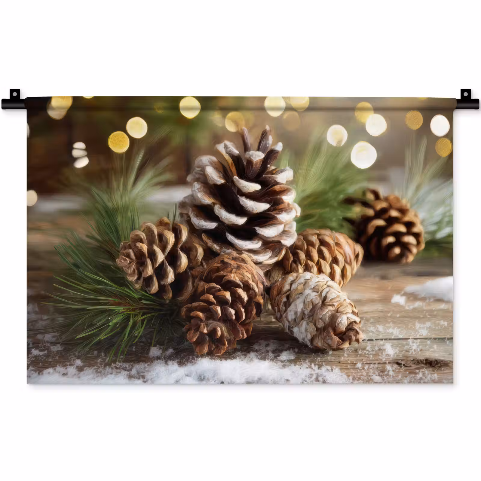 Wandkleed - Dennenappels - Kerstsfeer - Bruin - Groen — 1