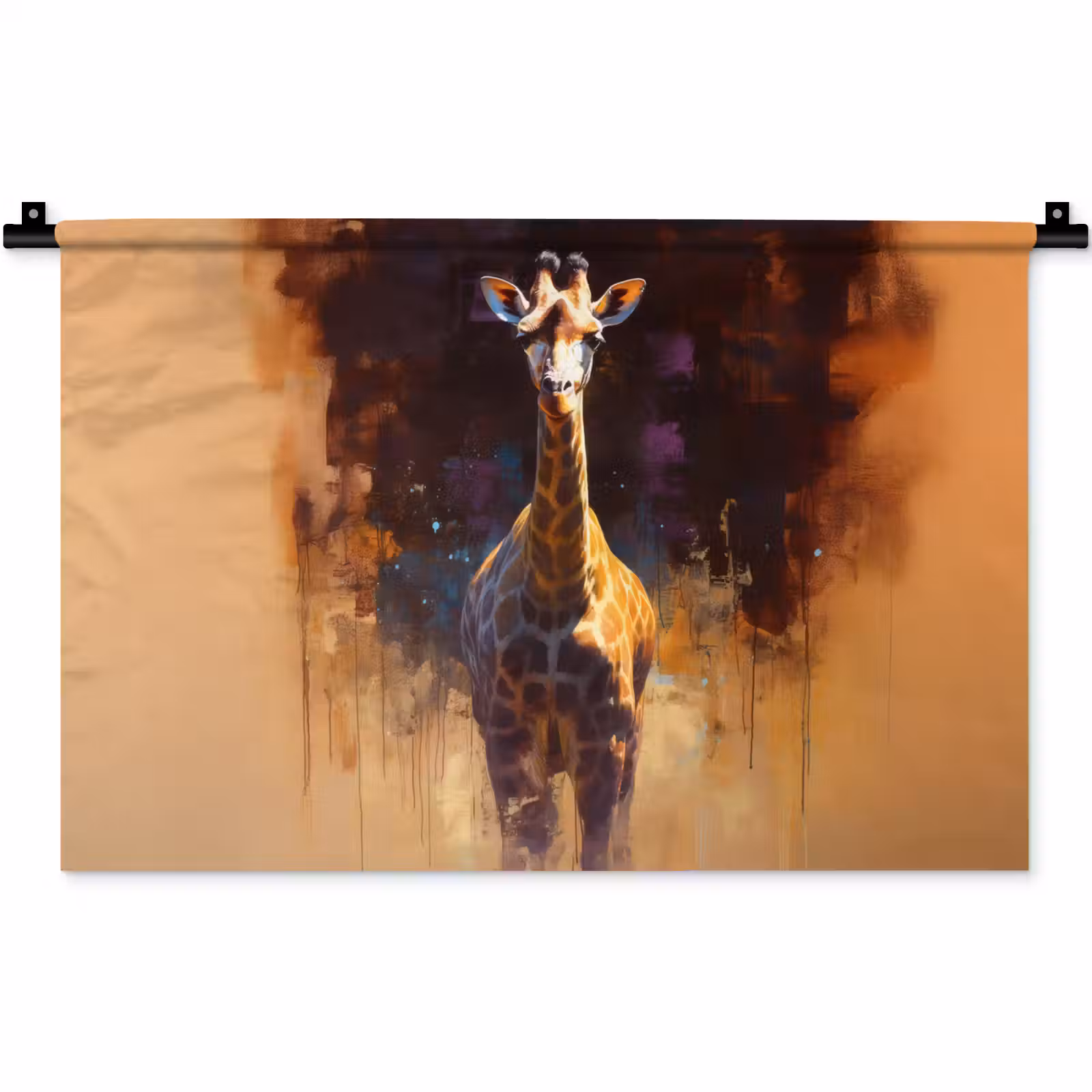 Wandkleed - Giraf - Bruin - Abstract - Geschilderd — 1
