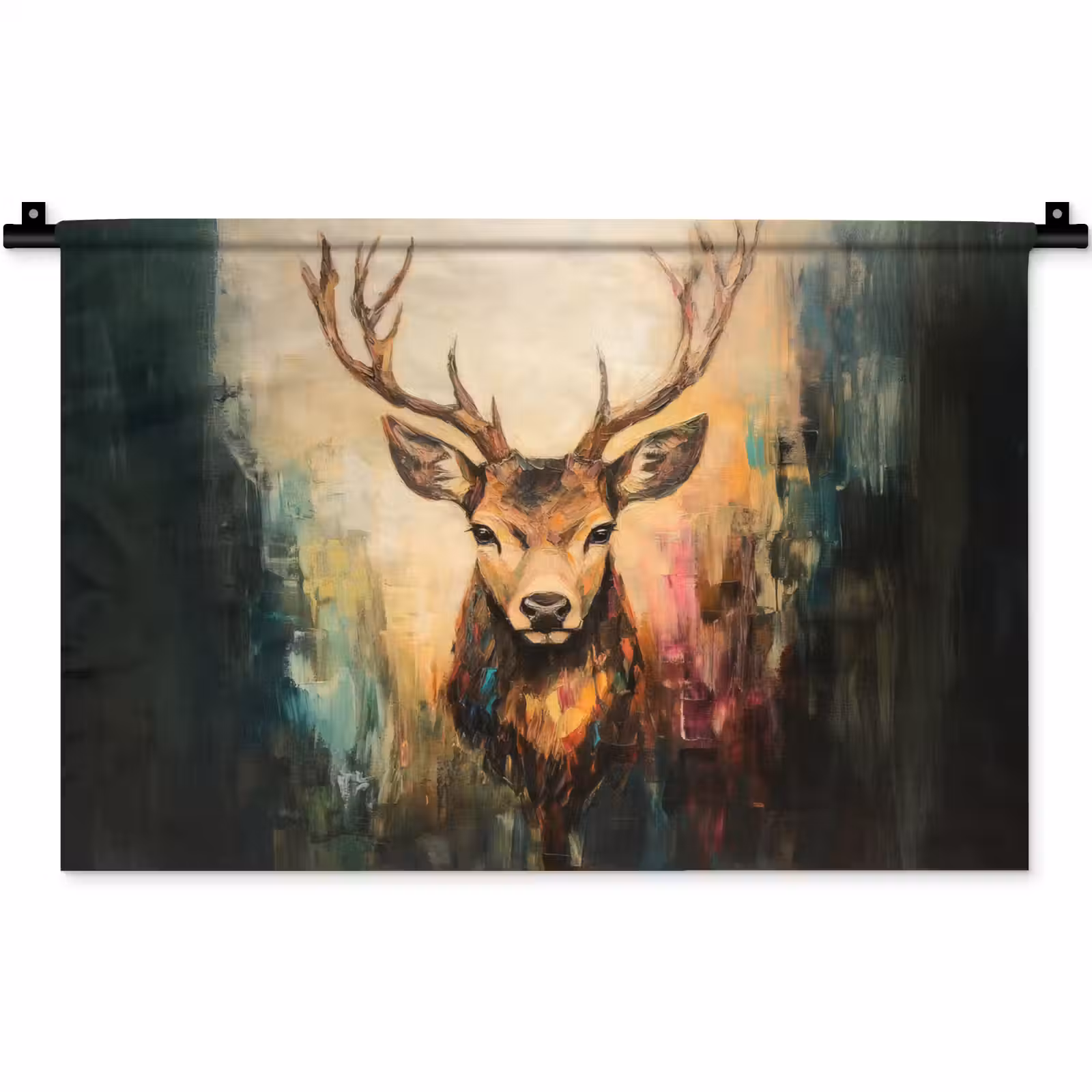 Wandkleed - Hert - Geverfd - Gewei - Bruin — 1