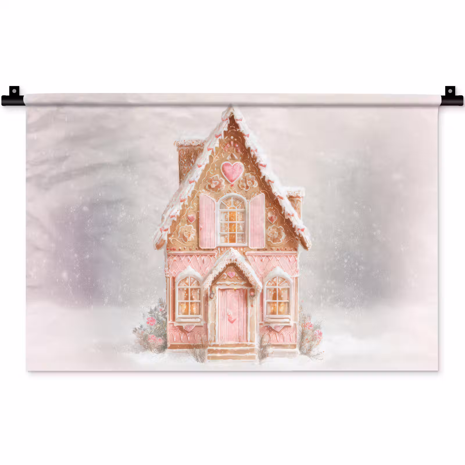 Wandkleed - Huisje - Suiker - Pastel — 1