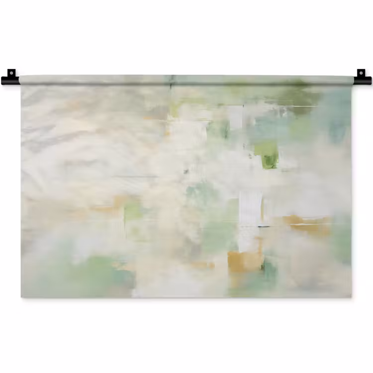 Wandkleed - Abstract - Kunst - Wit - Groen - Modern — 1