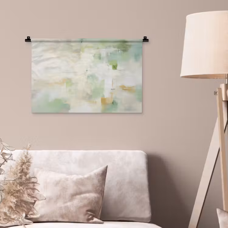 Wandkleed - Abstract - Kunst - Wit - Groen - Modern — 2