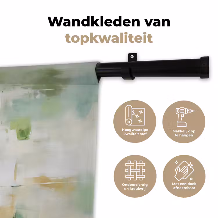 Wandkleed - Abstract - Kunst - Wit - Groen - Modern — 3