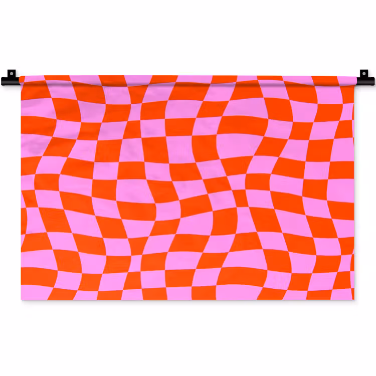 Wandkleed - Blokken - Roze - Rood - Patroon — 1