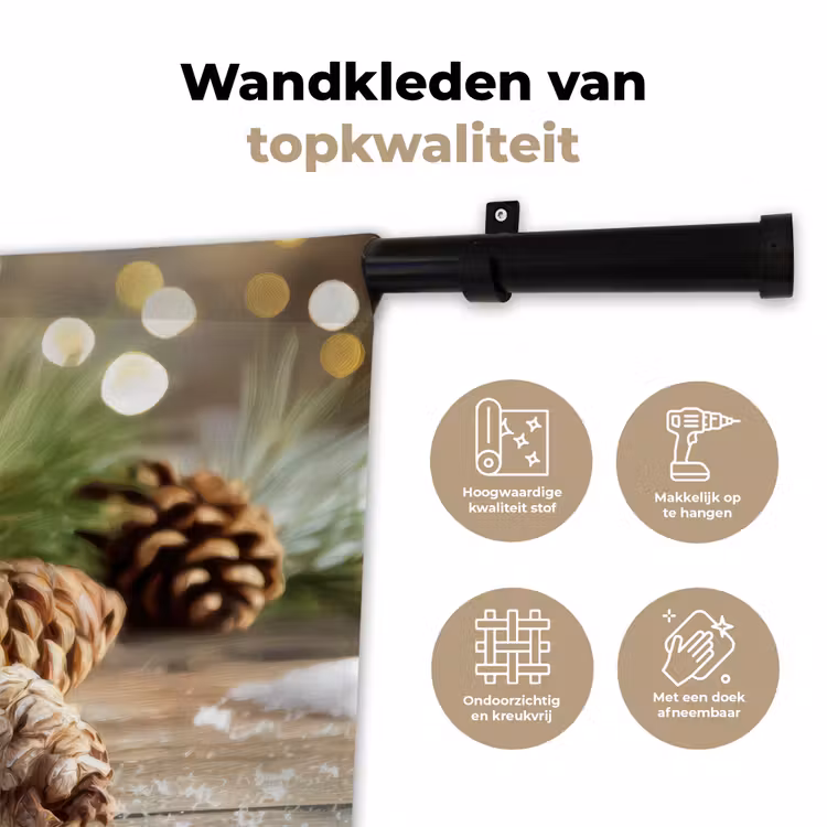 Wandkleed - Dennenappels - Kerstsfeer - Bruin - Groen — 3