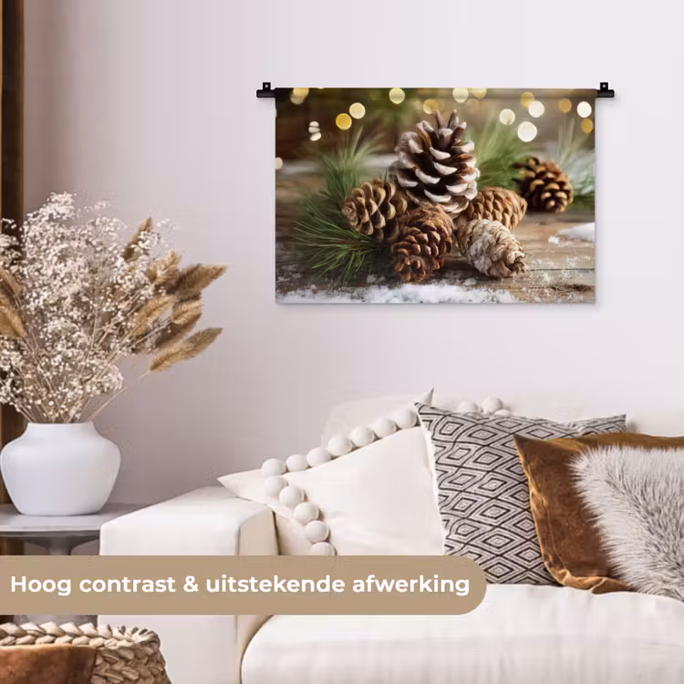 Wandkleed - Dennenappels - Kerstsfeer - Bruin - Groen — 4