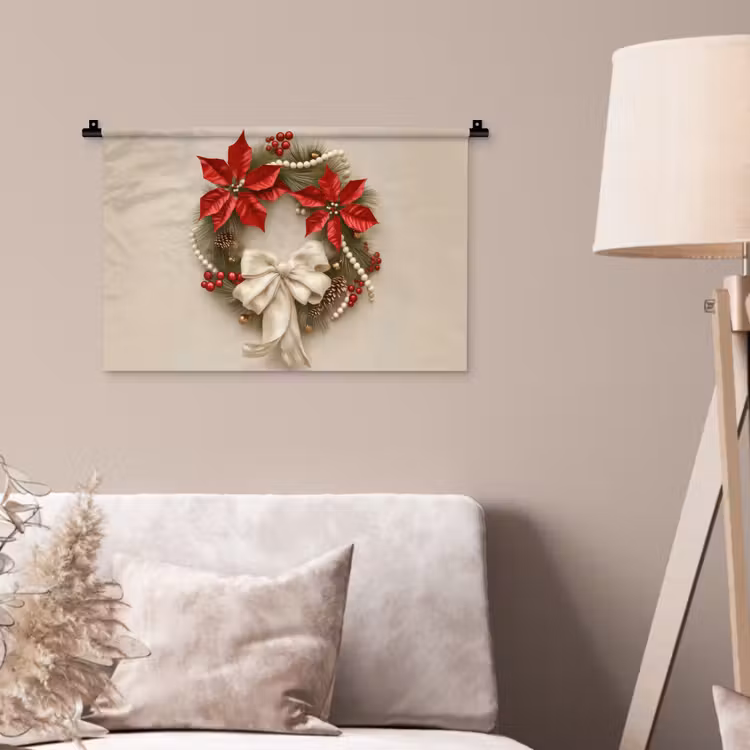 Wandkleed - Deurkrans - Strik - Kerst - Rood - Groen — 2