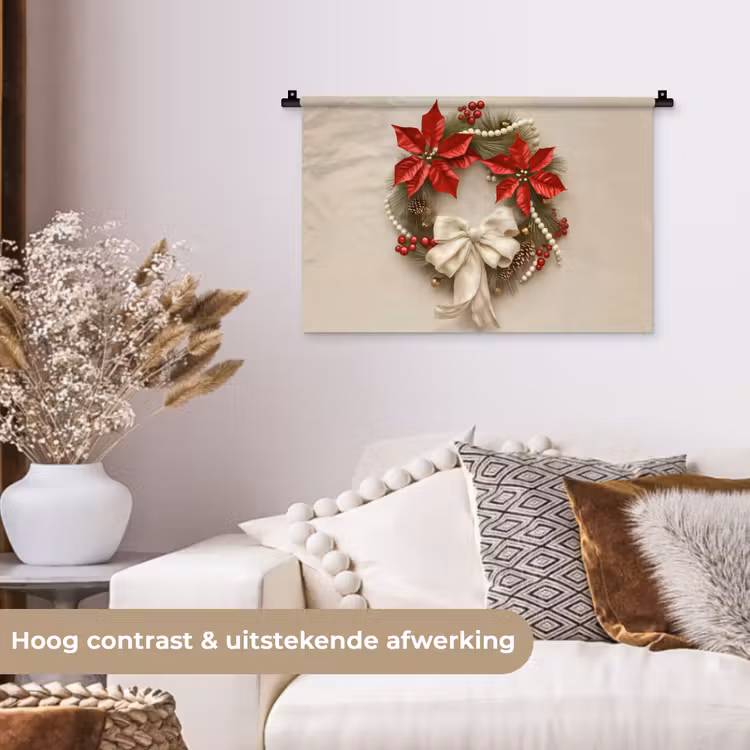 Wandkleed - Deurkrans - Strik - Kerst - Rood - Groen — 4