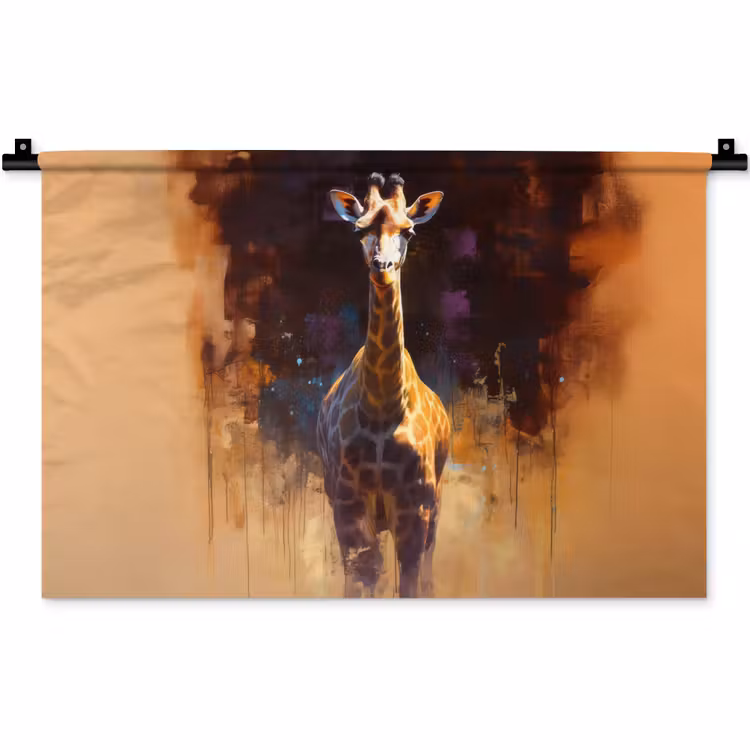 Wandkleed - Giraf - Bruin - Abstract - Geschilderd — 1