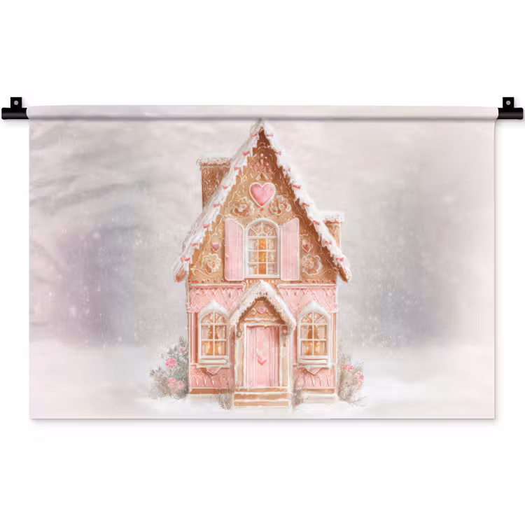 Wandkleed - Huisje - Suiker - Pastel — 1