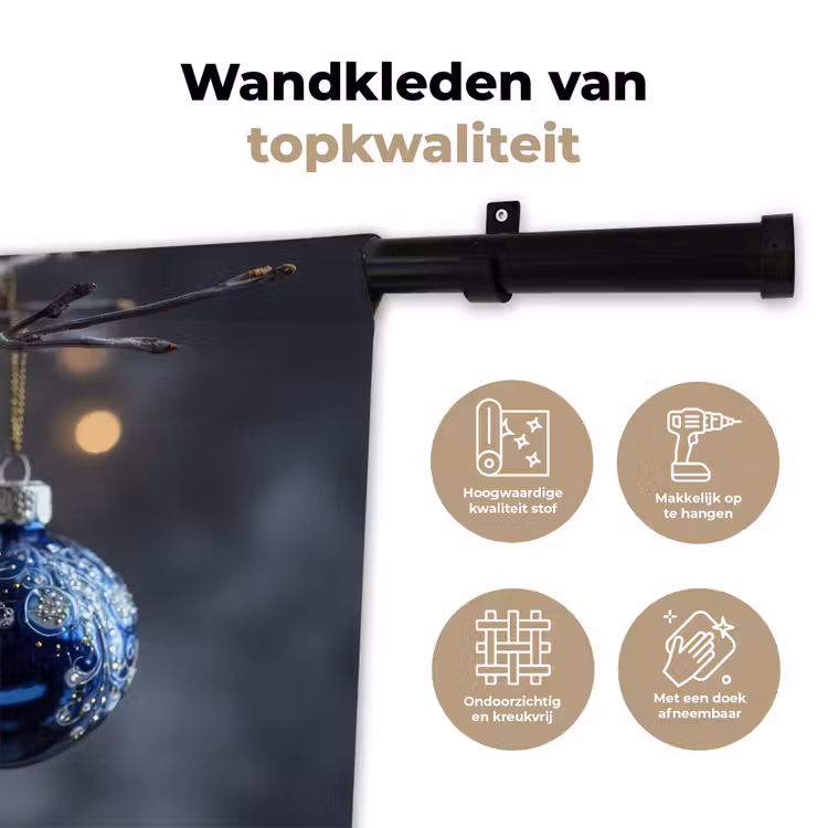 Wandkleed - Kerstbal - Versierd - Blauw — 3