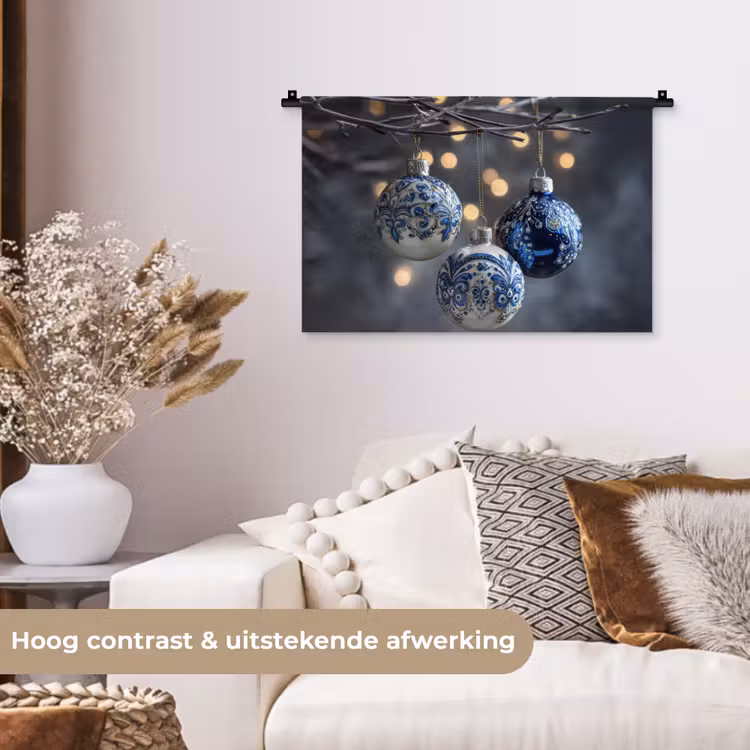 Wandkleed - Kerstbal - Versierd - Blauw — 4