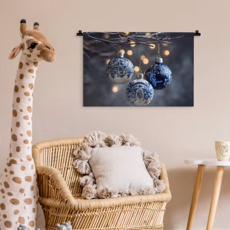 Wandkleed - Kerstbal - Versierd - Blauw — 5