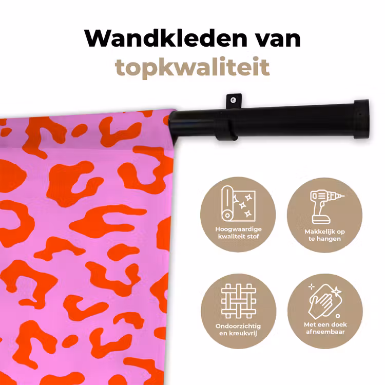 Wandkleed - Panter - Rood - Roze — 3
