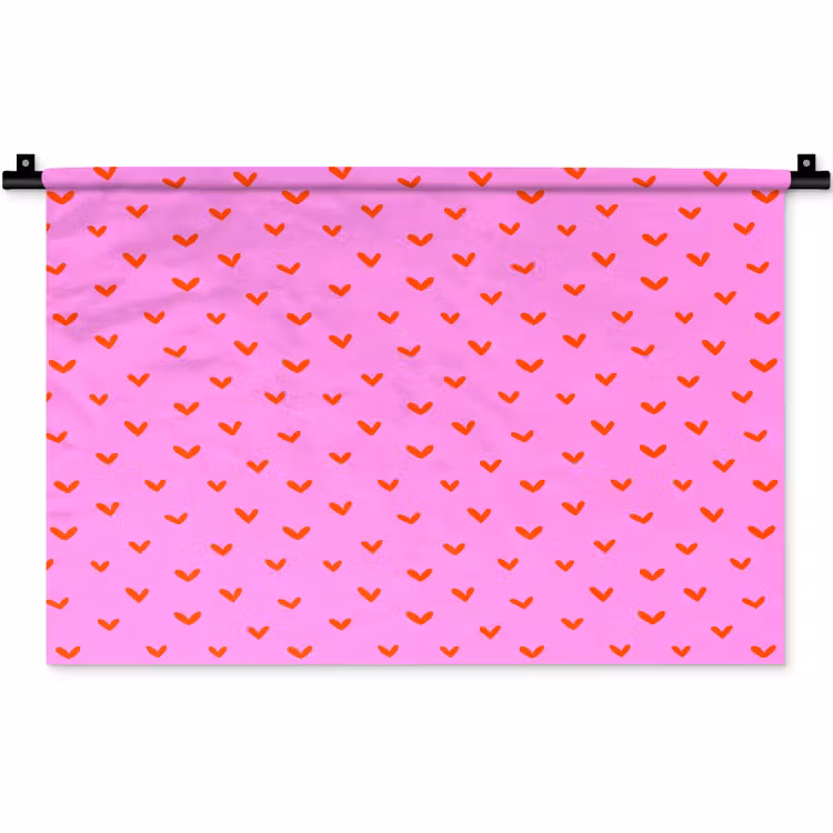 Wandkleed - Rood - Hartjes - Roze - Patroon — 1