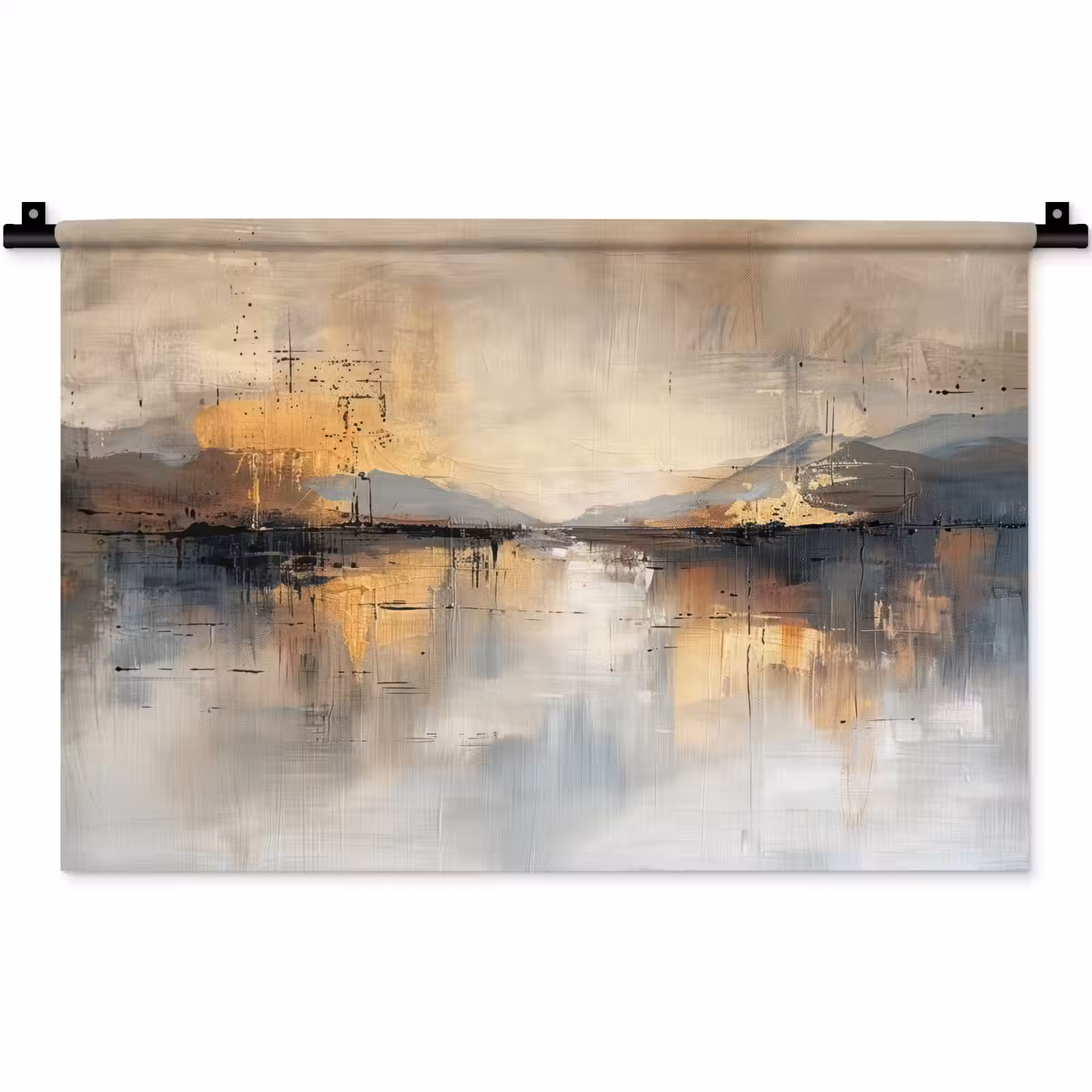 Wandkleed - Abstract - Modern - Beige - Aesthetic - Goud — 1