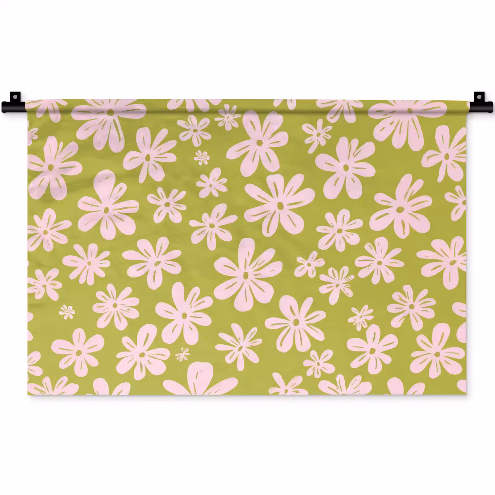 Wandkleed - Bloemen - Roze - Getekend - Patroon — 1