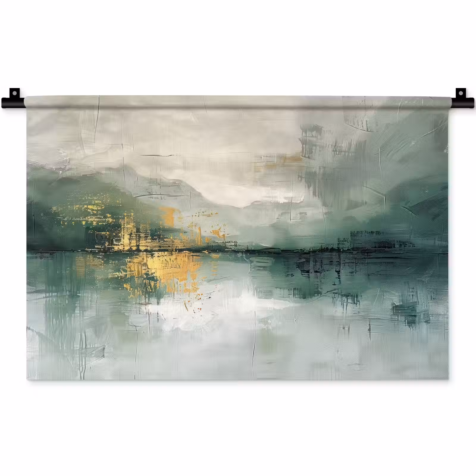 Wandkleed - Groen - Modern - Abstract - Goud — 1