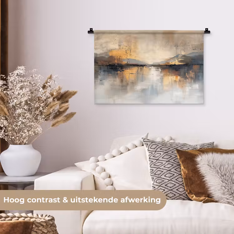 Wandkleed - Abstract - Modern - Beige - Aesthetic - Goud — 4
