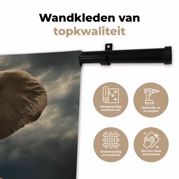 Wandkleed - Afrikaanse olifant tegen de donkere wolken — 3