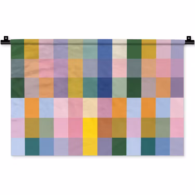 Wandkleed - Blokken - Vierkant - Patroon - Gekleurd — 1