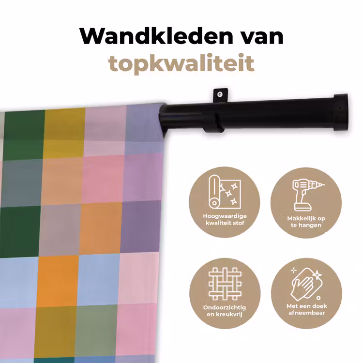 Wandkleed - Blokken - Vierkant - Patroon - Gekleurd — 3