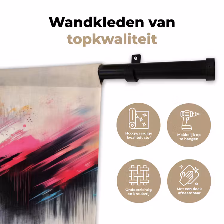 Wandkleed - Dynamisch - Abstract - Kleurrijk - Zwart — 3