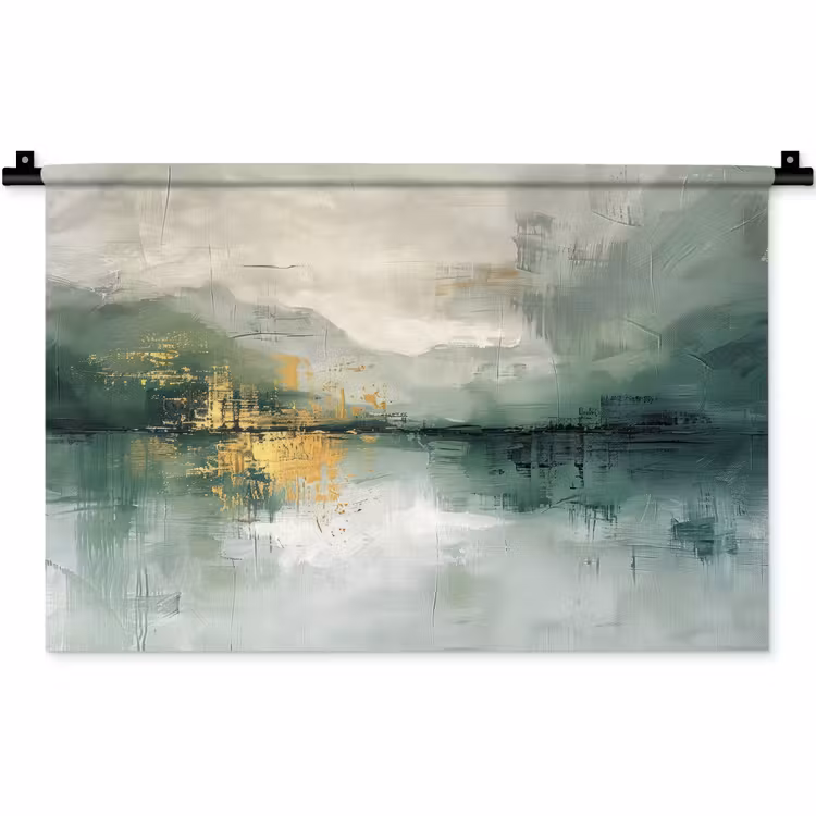 Wandkleed - Groen - Modern - Abstract - Goud — 1
