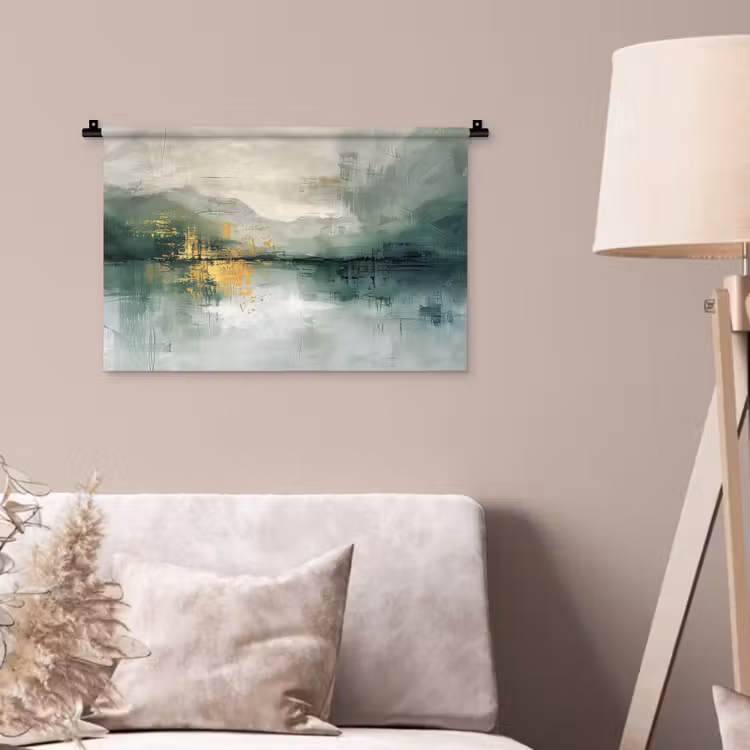 Wandkleed - Groen - Modern - Abstract - Goud — 2