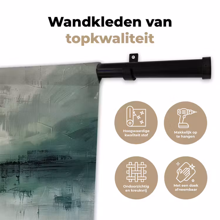 Wandkleed - Groen - Modern - Abstract - Goud — 3