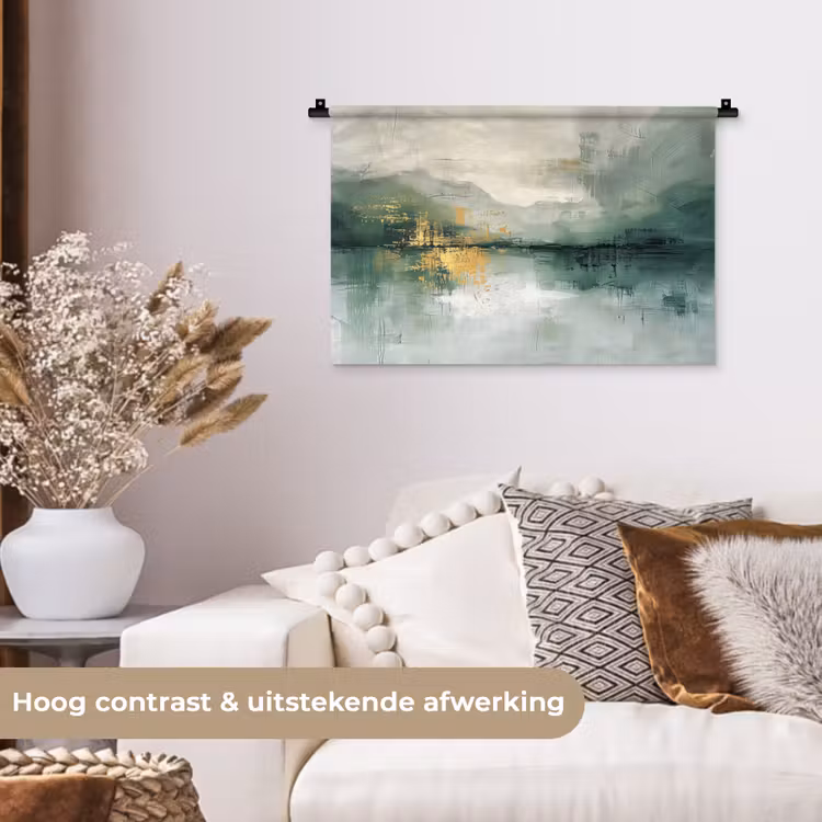Wandkleed - Groen - Modern - Abstract - Goud — 4