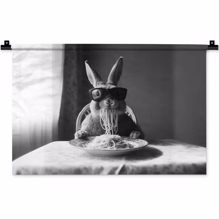 Wandkleed - Konijn - Bunny - Zonnebril - Tafelkleed - Pasta - Schattig — 1