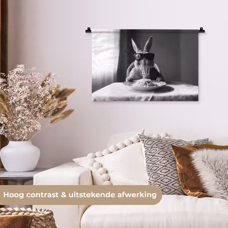 Wandkleed - Konijn - Bunny - Zonnebril - Tafelkleed - Pasta - Schattig — 4