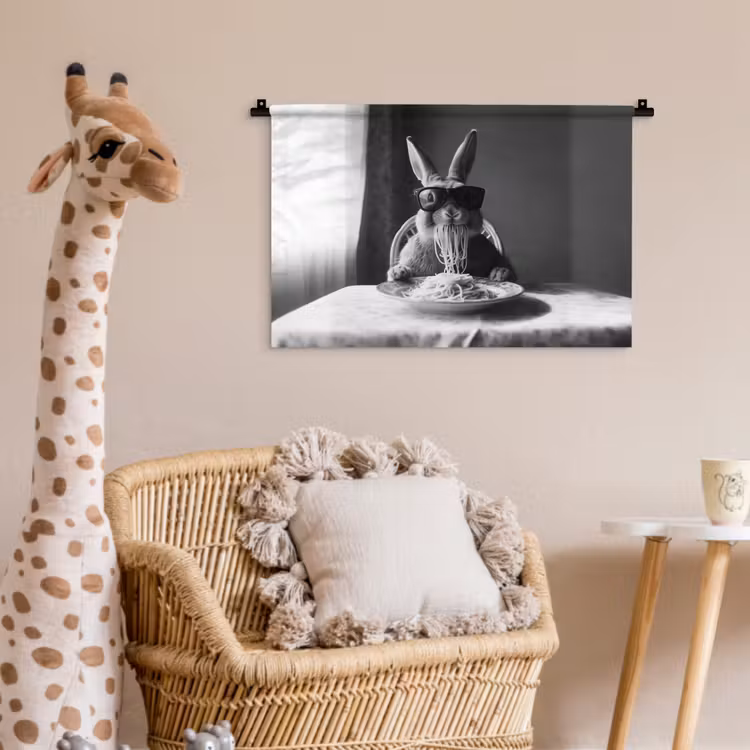 Wandkleed - Konijn - Bunny - Zonnebril - Tafelkleed - Pasta - Schattig — 5