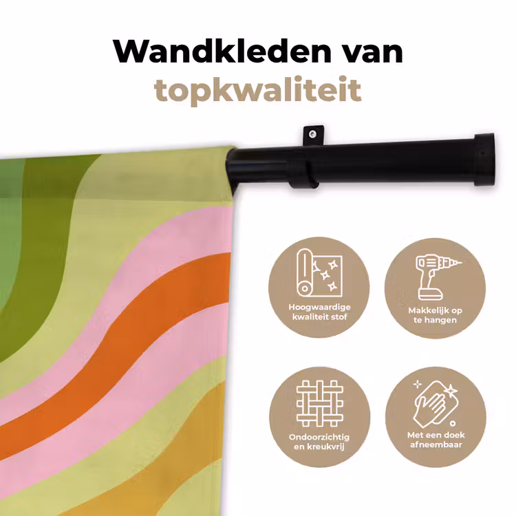 Wandkleed - Lijnen - Pasteltinten - Golvend — 3