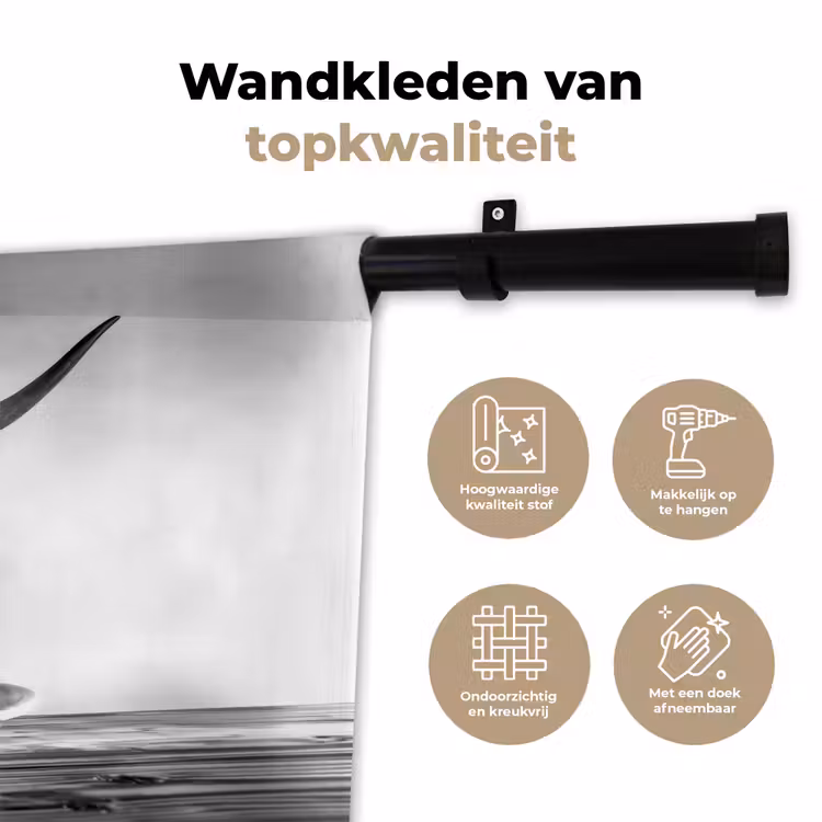 Wandkleed - Schotse Hooglander - Spaghetti - Dieren - Zwart wit — 3
