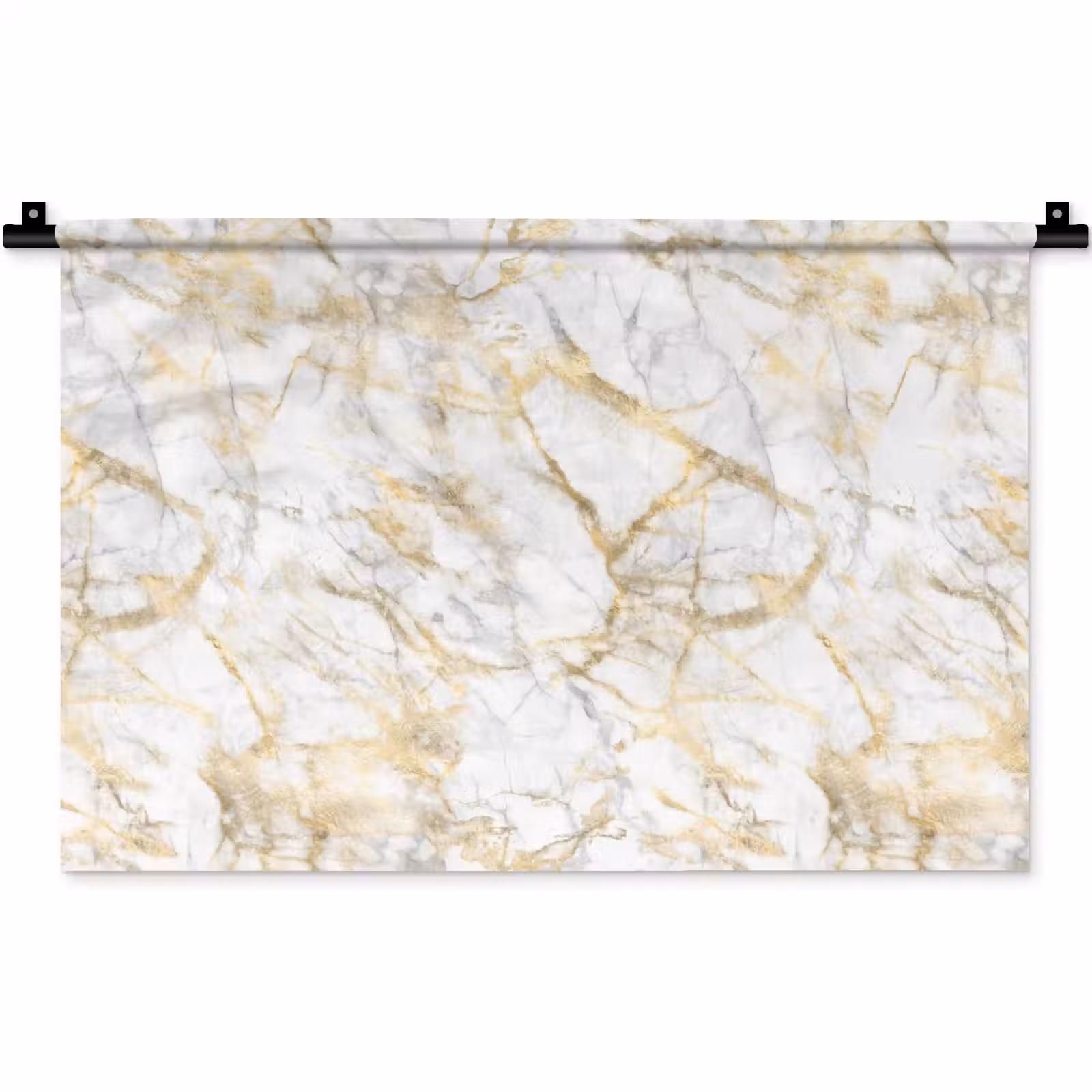 Wandkleed - Marmer - Wit - Expressief - Goudaccenten — 1