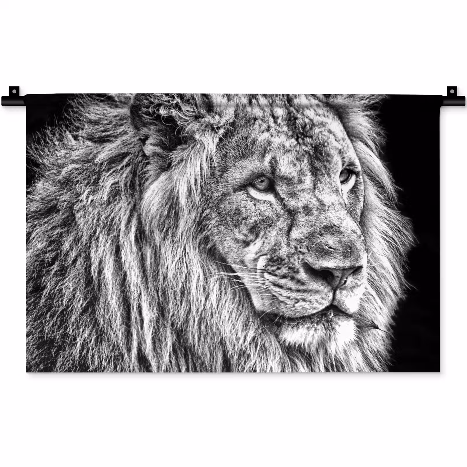 Wandkleed - Portret - Leeuw - Zwart wit — 1