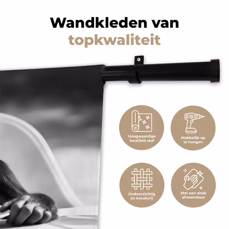 Wandkleed - Aap - Spaghetti - Zonnebril - Zwart wit - Cool - Dier — 3