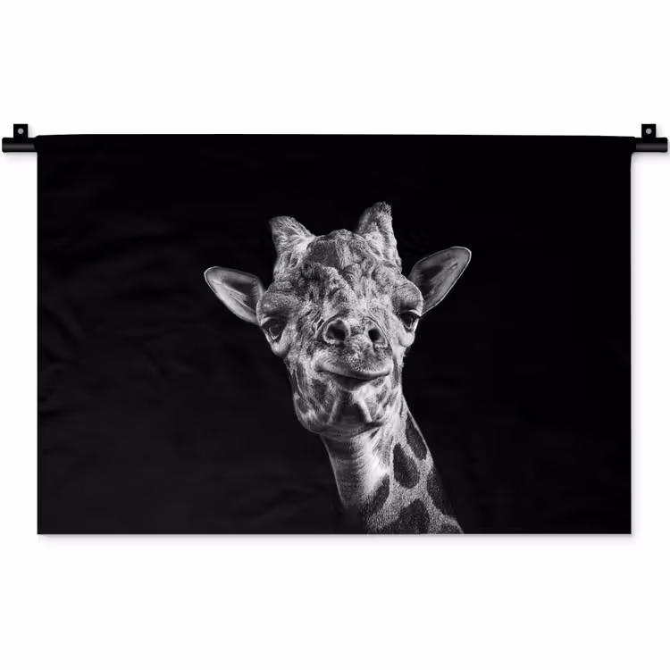 Wandkleed - Giraffe - Dier - Zwart - Wit — 1