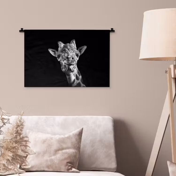 Wandkleed - Giraffe - Dier - Zwart - Wit — 2